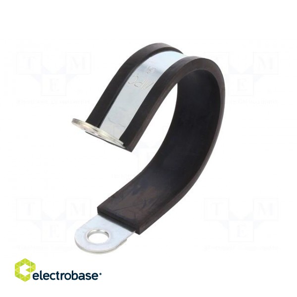 Fixing clamp | ØBundle : 61mm | W: 25mm | steel | Cover material: EPDM фото 1