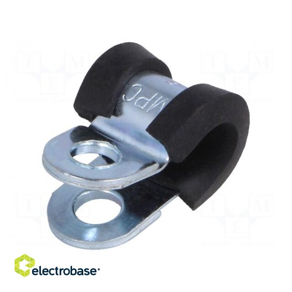 Fixing clamp | ØBundle : 6mm | W: 12mm | steel | Cover material: EPDM