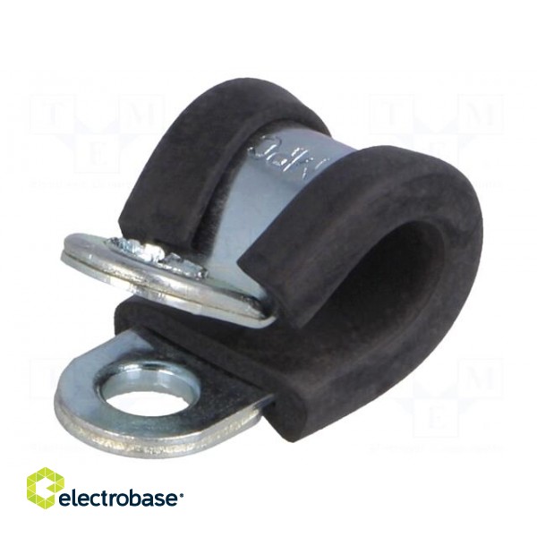 Fixing clamp | ØBundle : 6mm | W: 9mm | steel | Cover material: EPDM