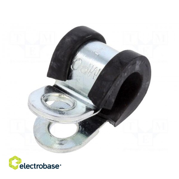 Fixing clamp | ØBundle : 7mm | W: 12mm | steel | Cover material: EPDM фото 1