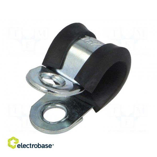 Fixing clamp | ØBundle : 8mm | W: 12mm | steel | Cover material: EPDM image 1