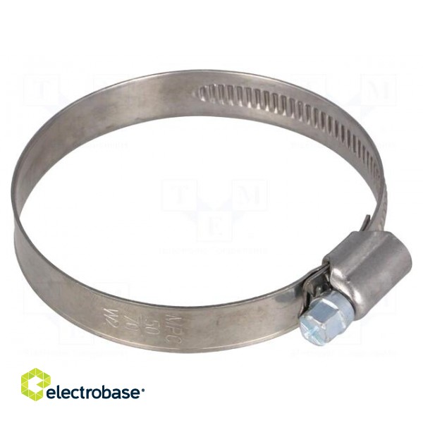 Worm gear clamp | W: 12mm | Clamping: 50÷70mm | DD | W2 | DIN 3017