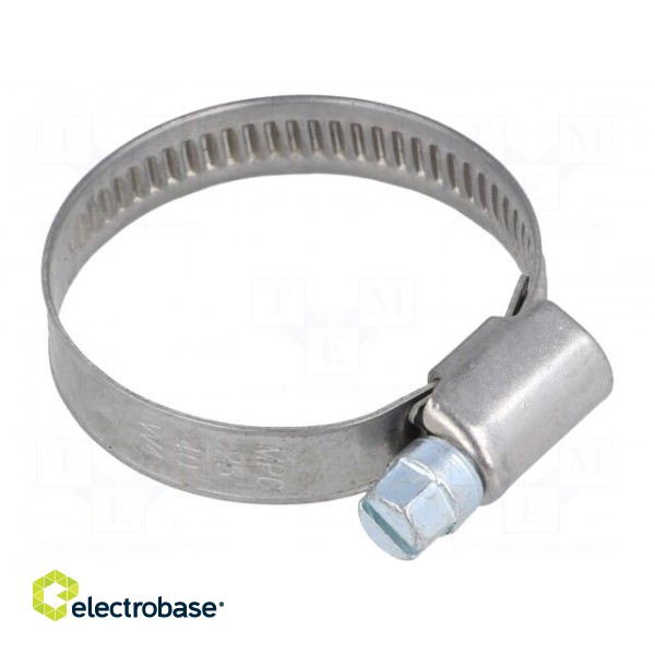 Worm gear clamp | W: 9mm | Clamping: 25÷40mm | chrome steel AISI 430