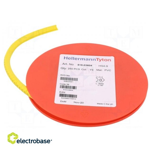 Markers | Marking: 0 | 4÷9mm | PVC | yellow | -65÷105°C | leaded | HGDC4-9 image 2