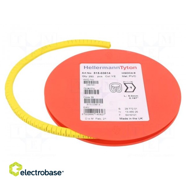 Markers | Marking: 1 | 4÷9mm | PVC | yellow | -65÷105°C | leaded | HGDC4-9 image 2