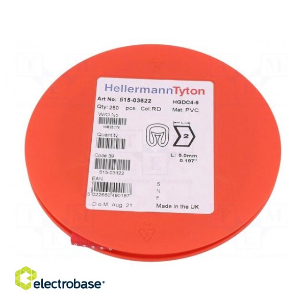 Markers | Marking: 2 | 4÷9mm | PVC | red | -65÷105°C | leaded | HGDC4-9 image 1