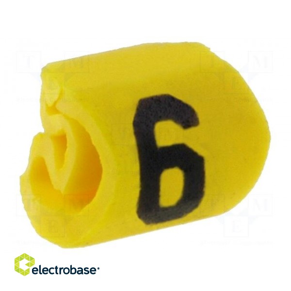 Markers for cables and wires | Label symbol: 6 | 1÷3mm | PVC | yellow