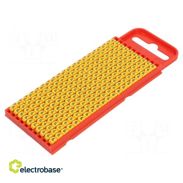 Markers for cables and wires | Label symbol: 6 | 2÷2.8mm | yellow