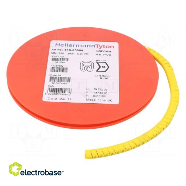 Markers | Marking: 6 | 4÷9mm | PVC | yellow | -65÷105°C | leaded | HGDC4-9 фото 2