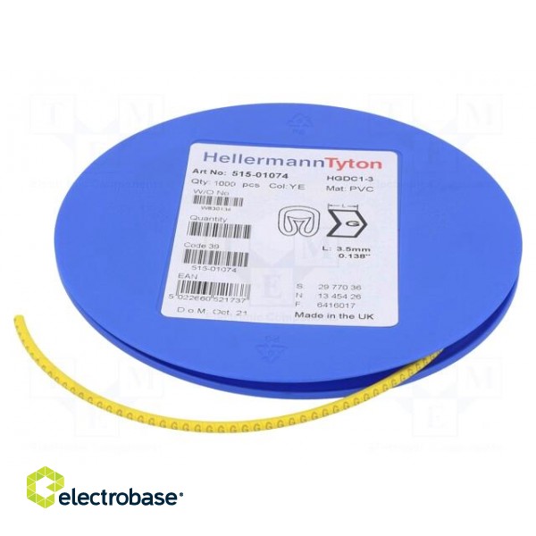 Markers | Marking: G | 1÷3mm | PVC | yellow | -65÷105°C | leaded | HGDC1-3 paveikslėlis 2