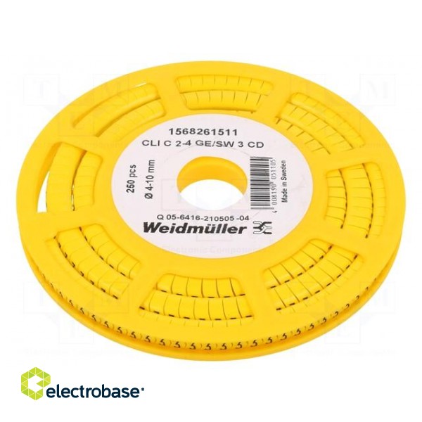 Markers | Marking: 3 | 4÷10mm | PVC | yellow | -30÷80°C | leaded | CLI C image 1