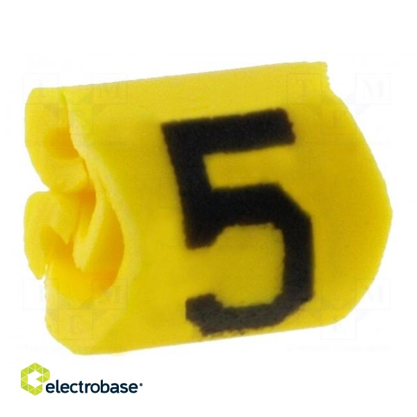 Markers for cables and wires | Label symbol: 5 | 1÷3mm | PVC | yellow