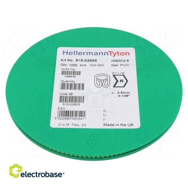 Markers | Marking: 5 | 2÷5mm | PVC | green | -65÷105°C | leaded | HGDC2-5 image 1
