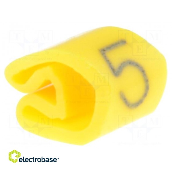 Markers for cables and wires | Label symbol: 5 | 3÷5mm | PVC | yellow