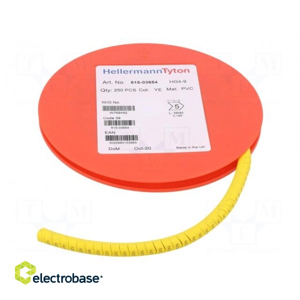 Markers | Marking: 5 | 4÷9mm | PVC | yellow | -65÷105°C | leaded | HGDC4-9 image 2
