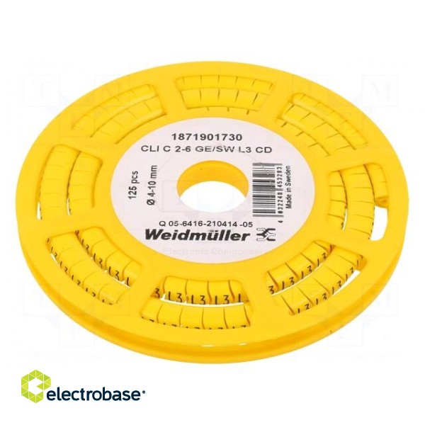 Markers | Marking: L3 | 4÷10mm | PVC | yellow | -30÷80°C | leaded | CLI C image 1