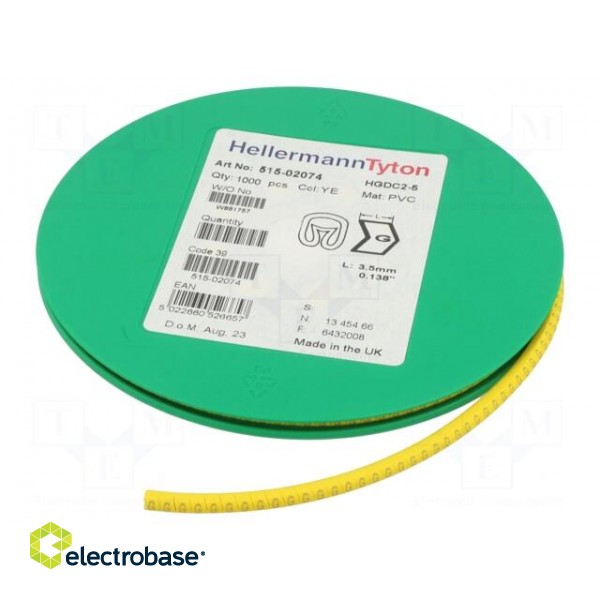 Markers | Marking: G | 2÷5mm | PVC | yellow | -65÷105°C | leaded | HGDC2-5 image 2