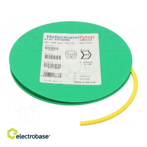 Markers | Marking: H | 2÷5mm | PVC | yellow | -65÷105°C | leaded | HGDC2-5 paveikslėlis 2
