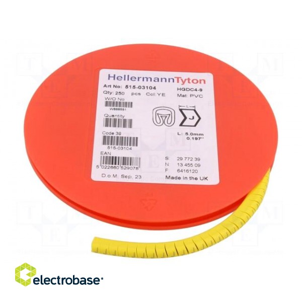 Markers | Marking: J | 4÷9mm | PVC | yellow | -65÷105°C | leaded | HGDC4-9 image 2