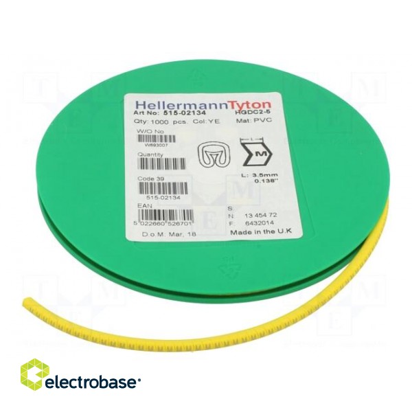 Markers | Marking: M | 2÷5mm | PVC | yellow | -65÷105°C | leaded | HGDC2-5 paveikslėlis 2
