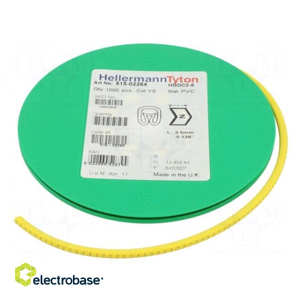 Markers | Marking: Z | 2÷5mm | PVC | yellow | -65÷105°C | leaded | HGDC2-5 image 2