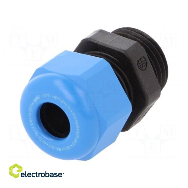 Cable gland | M16 | 1,5 | IP68 | Mat: polyamide | black-blue фото 1