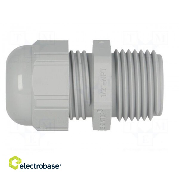 Cable gland | NPT1/2" | IP68 | Mat: polyamide | grey image 3