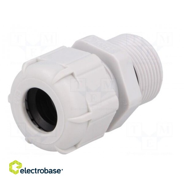 Cable gland | with long thread | PG16 | IP68 | Mat: polyamide | grey image 2