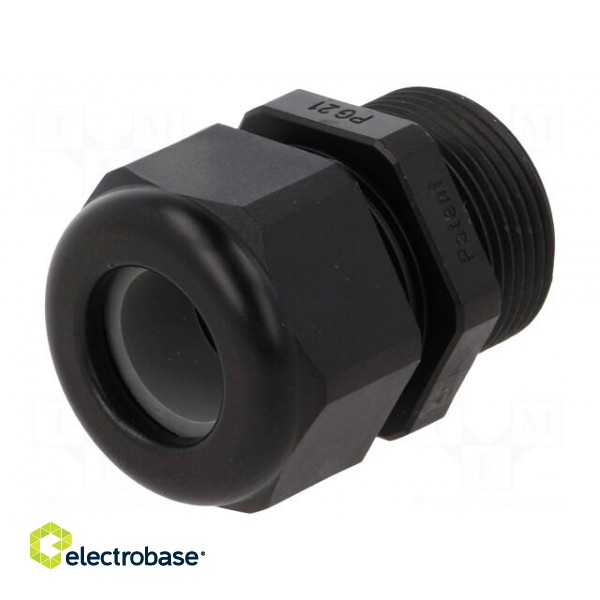 Cable gland | with long thread | PG21 | IP68 | Mat: polyamide | black image 1