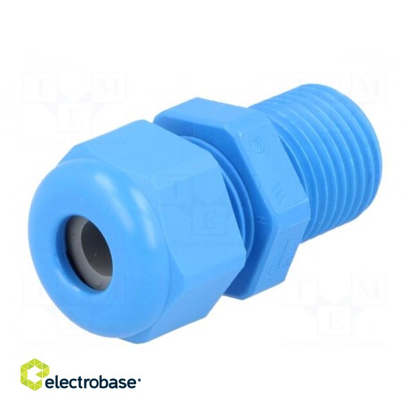 Cable gland | with long thread | PG9 | IP68 | polyamide | blue | UL94V-0 image 2
