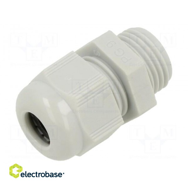 Cable gland | without nut | PG9 | IP68 | polyamide | light grey