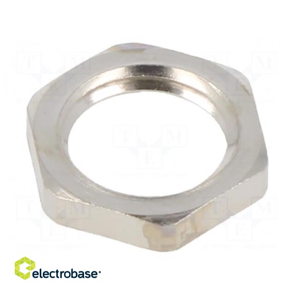 Nut | M12 | brass | 15mm | Thread: metric | Pitch: 1.5 | Plating: nickel