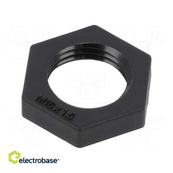 Nut | M16 | polyamide | 22mm | black | Thread: metric | Pitch: 1.5