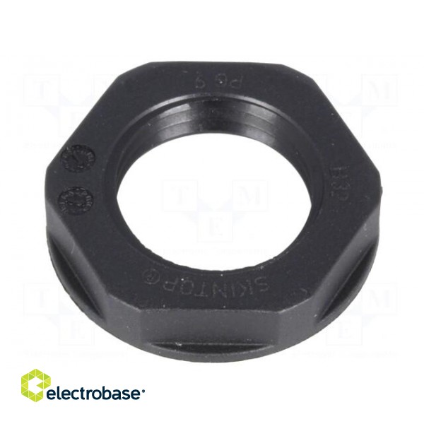 Nut | PG9 | polyamide | UL94V-2 | 22mm | black | -20÷100°C | Thread: PG