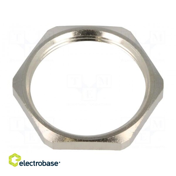 Nut | with earthing | PG29 | brass | nickel | Thk: 4mm | Spanner: 41mm