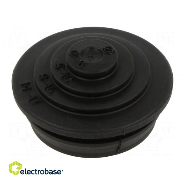 Grommet | elastomer thermoplastic TPE | black | Øcable: 0÷17mm | IP54