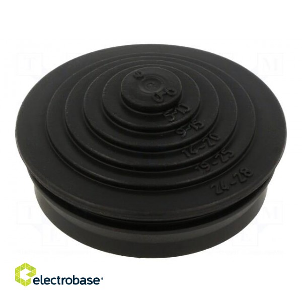 Grommet | elastomer thermoplastic TPE | black | Øcable: 0÷28mm | IP54