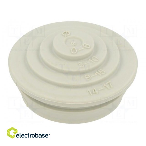 Grommet | elastomer thermoplastic TPE | light grey | Øcable: 0÷17mm