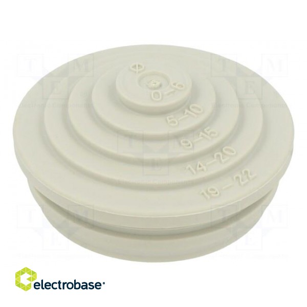 Grommet | elastomer thermoplastic TPE | light grey | Øcable: 0÷22mm