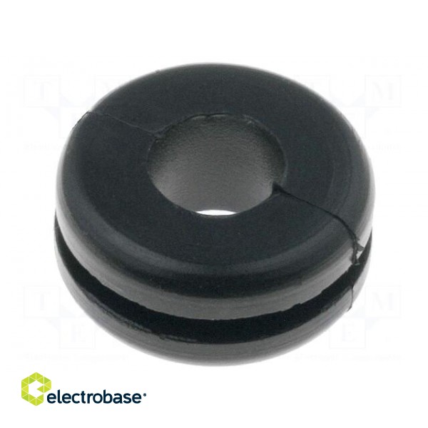 Grommet | Ømount.hole: 10mm | Øhole: 6mm | PVC | black | -30÷60°C