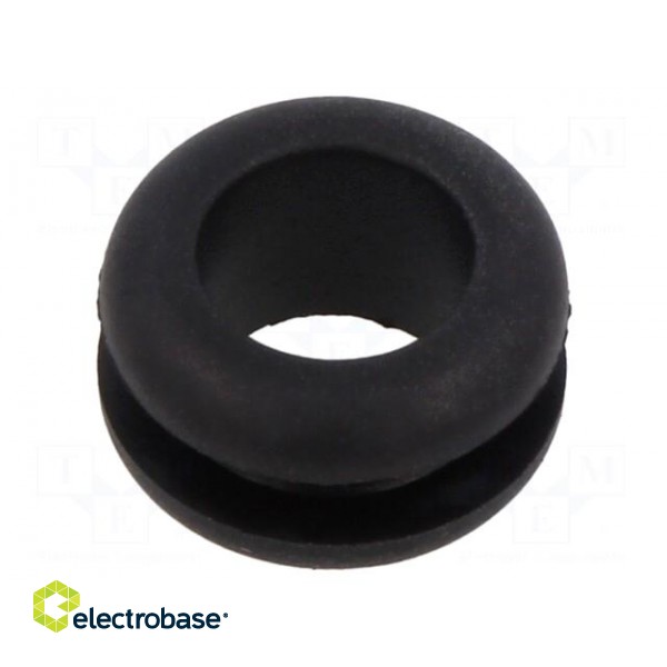 Grommet | Ømount.hole: 10mm | Øhole: 8mm | black | Panel thick: max.3mm