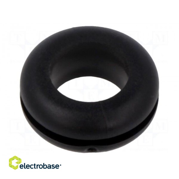 Grommet | Ømount.hole: 12.5mm | Øhole: 9.5mm | black | 0÷80°C | PVC