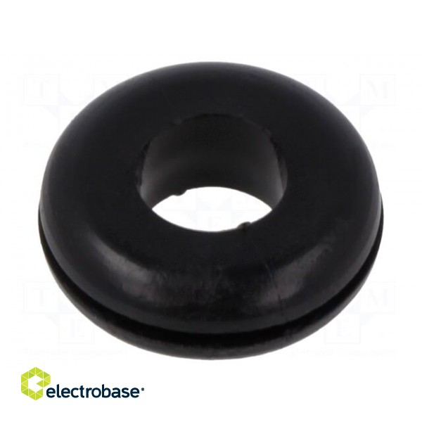 Grommet | Ømount.hole: 14mm | Øhole: 8mm | black | Panel thick: max.1mm