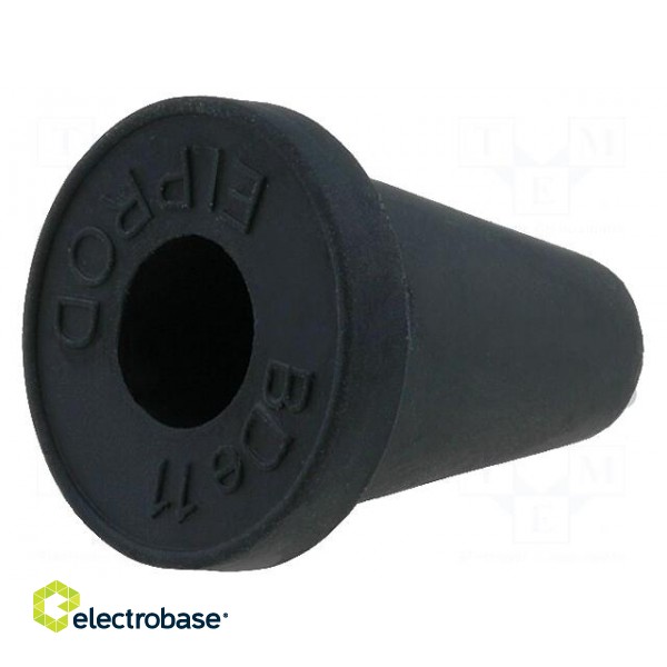 Grommet | Ømount.hole: 16.5mm | rubber | black | Panel thick: max.2mm