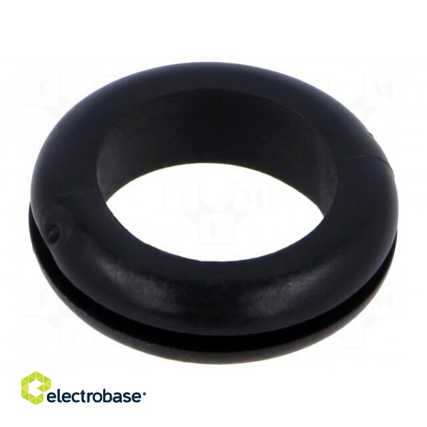 Grommet | Ømount.hole: 20mm | Øhole: 16mm | black | 0÷80°C | PVC
