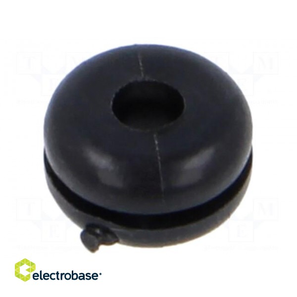 Grommet | Ømount.hole: 4.8mm | Øhole: 2.8mm | black | 0÷80°C | PVC