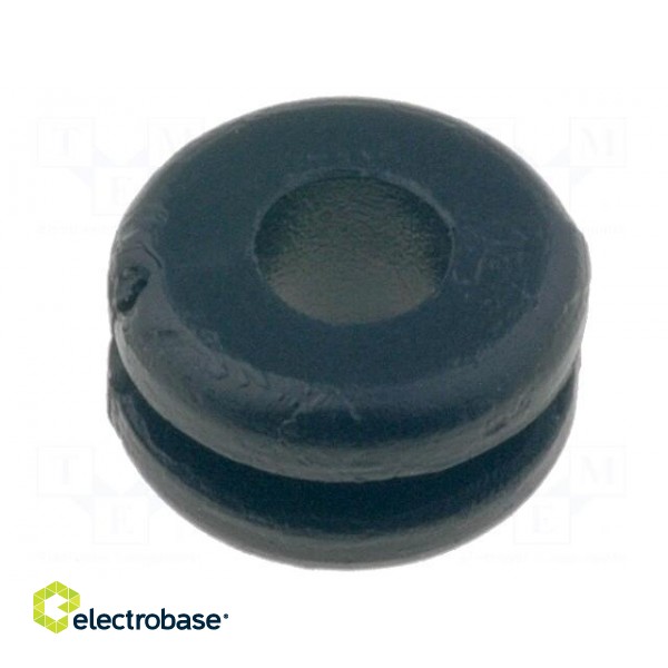 Grommet | Ømount.hole: 6.4mm | Øhole: 4mm | PVC | black | -30÷60°C