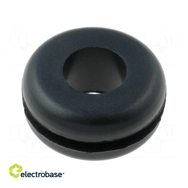 Grommet | Ømount.hole: 9.5mm | Øhole: 6.3mm | rubber | black