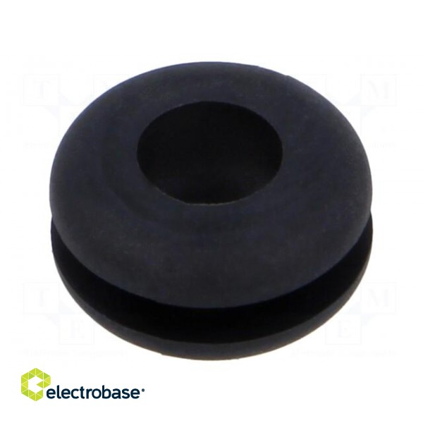 Grommet | Ømount.hole: 9.5mm | Øhole: 6.4mm | black | -40÷135°C | UL94HB