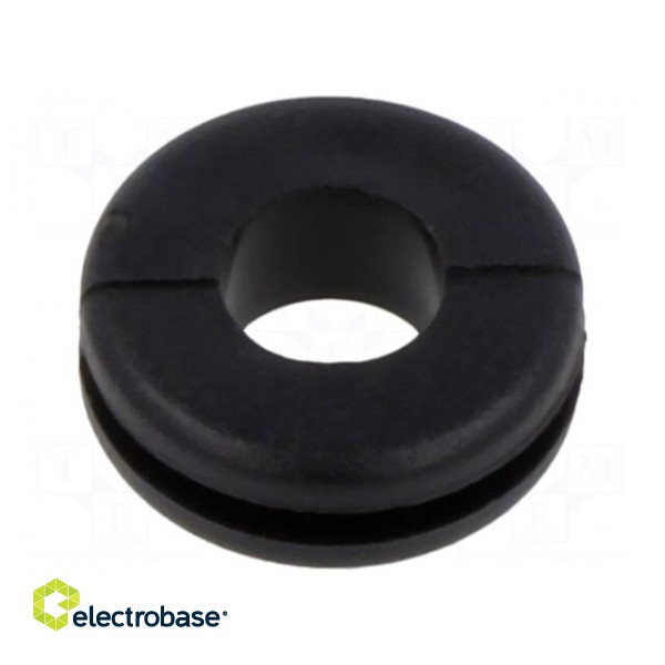 Grommet | Ømount.hole: 9.5mm | Øhole: 6.4mm | black | 0÷80°C | PVC